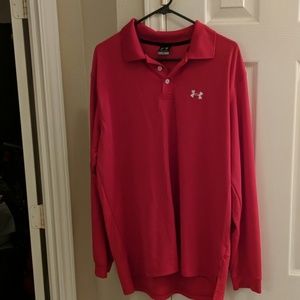 Red under armour long sleeve polo
